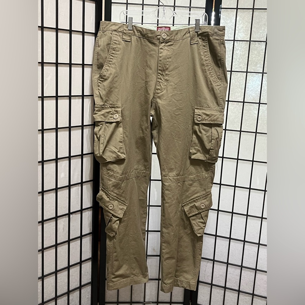MATCHSTICK Men's Olive Cargo Pants - Classic Utility Style SHORTS 40/32